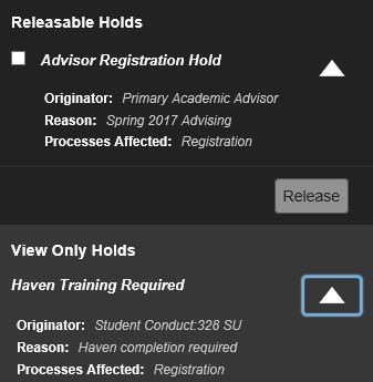 Graphic showing how to locate hold details.