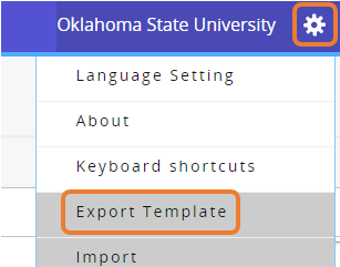 Shows location of Export Template