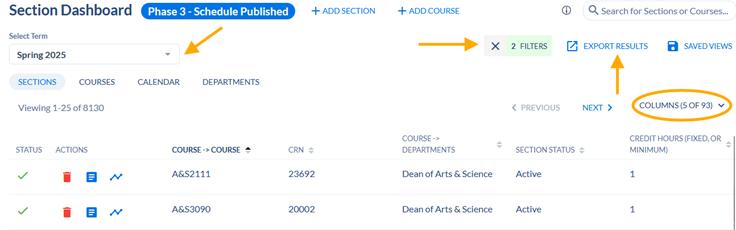 Shows location of dashboard custom reports steps.