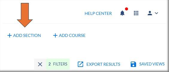 Image showing location of Add Section.