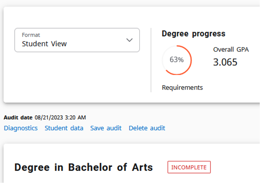Screenshot of Audit Data Refresh after Banner Changes