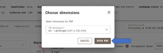 Graphic showing location of "Open PDF"