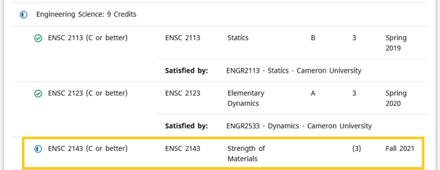 Graphic showing in-progress course