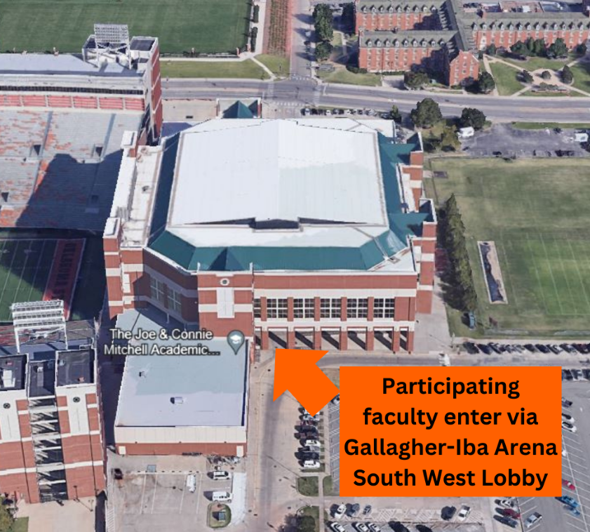 Shows entry points for faculty volunteers at undergraduate commencement.