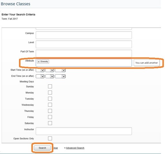 Graphic showing Browse Classes screen in Banner.