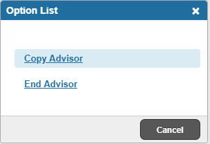 Graphic showing Copy Advisor and End Advisor options.