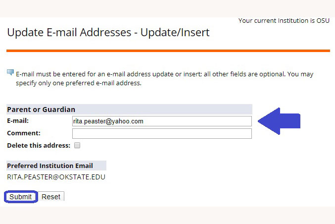 Shows where emails can be entered into system