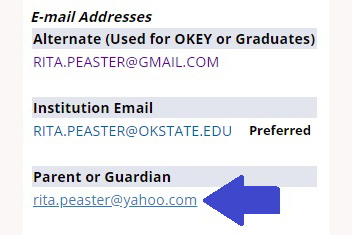 Shows how emails are listed in Self-Service.