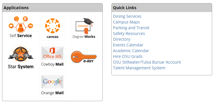 Screenshot of portal view