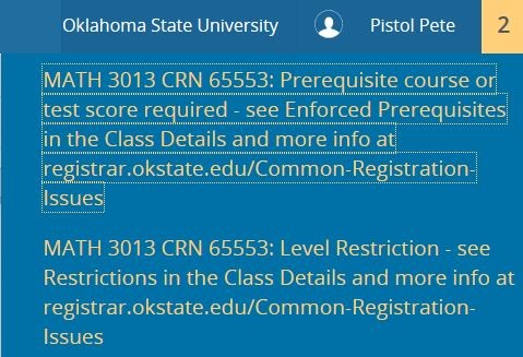 Graphic showing error screen for registration.