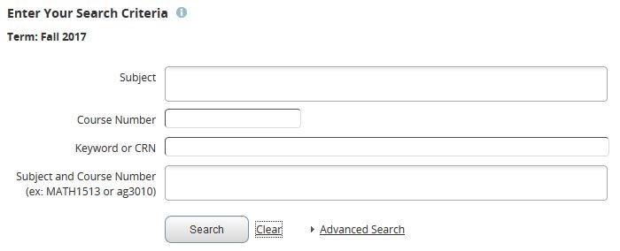 Graphic showing location of Class Schedule Search.