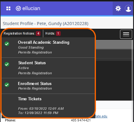 Graphic showing mobile version of active holds.