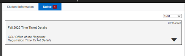 Graphic showing down arrow location in web version.