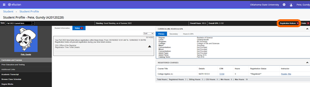 Web version of Registration Notices location.