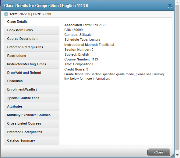Graphic showing students how to view class schedule details.
