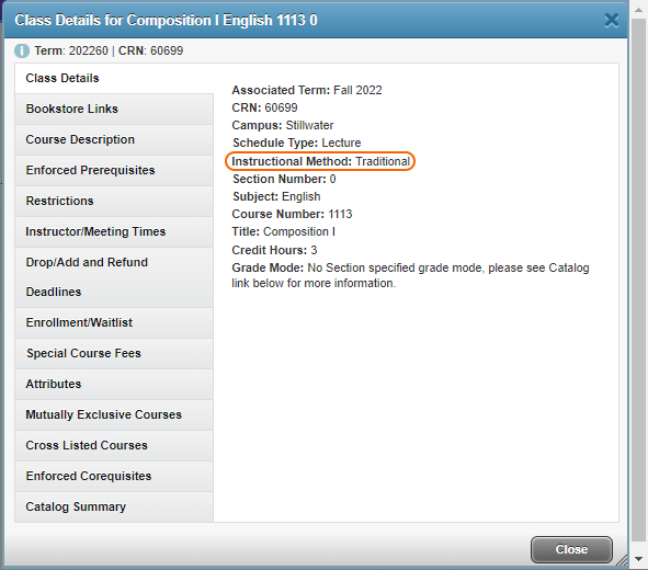 Graphic showing students how to view class schedule details.