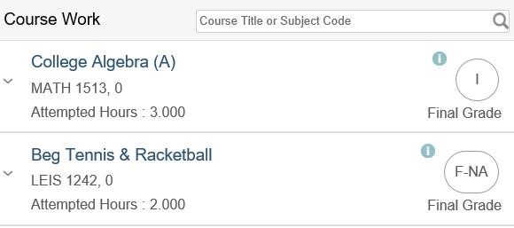 Graphic showing coursework display.