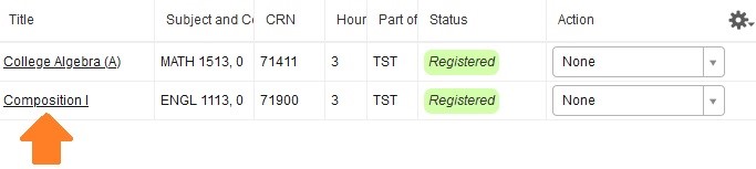 Graphic showing students how to view class schedule details