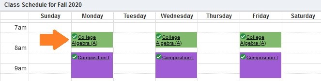 Graphic showing students how to view class schedule details.